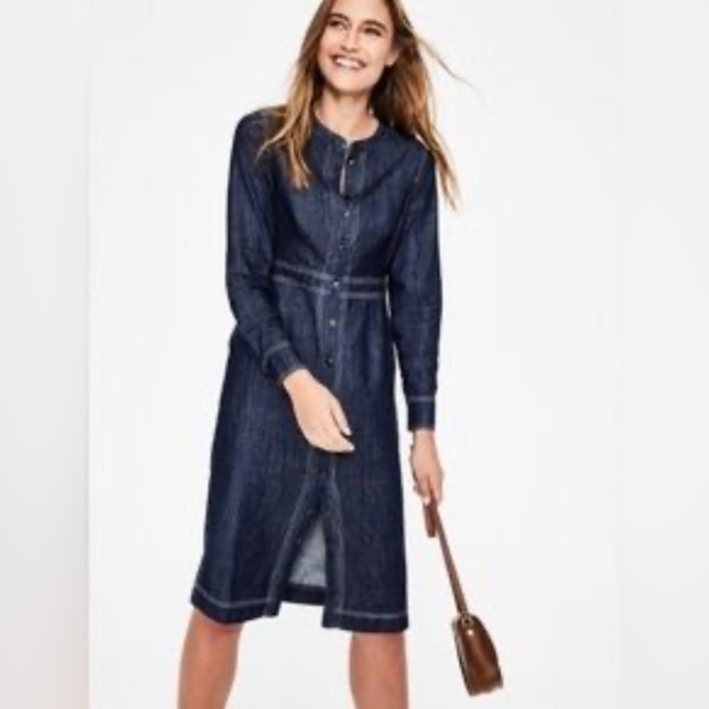 Boden Women’s Denim Shirt Dress Size 6L Classic Preppy Casual Timeless Office